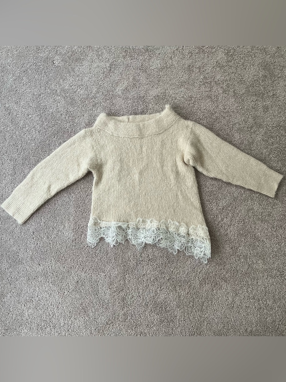 Cream lace trim sweater